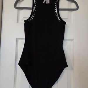 H&M Black Bodysuit with Silver Accents